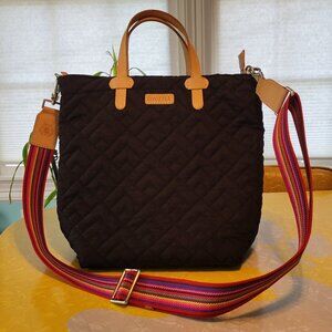 Consuela Black Quilted Bag with Multicolor Strap